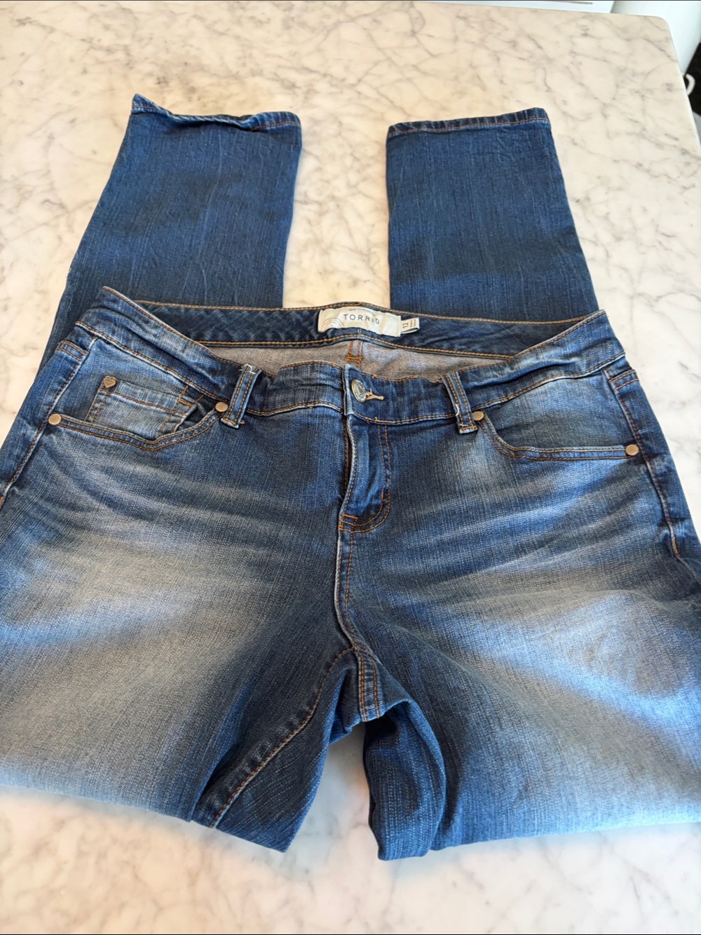 torrid Blue Straight Leg Jeans - Mid Wash Size 12 - Picture 4 of 5